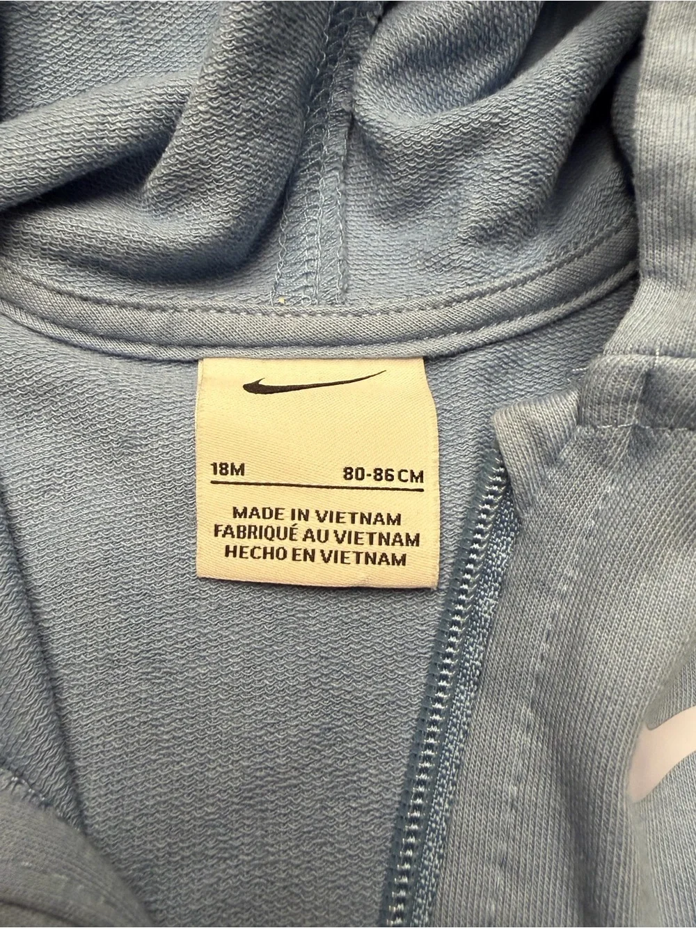 Nike Baby Light Blue Hooded One-Piece Zip Coverall